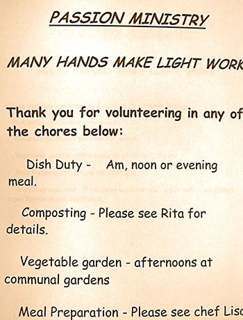 List of chores